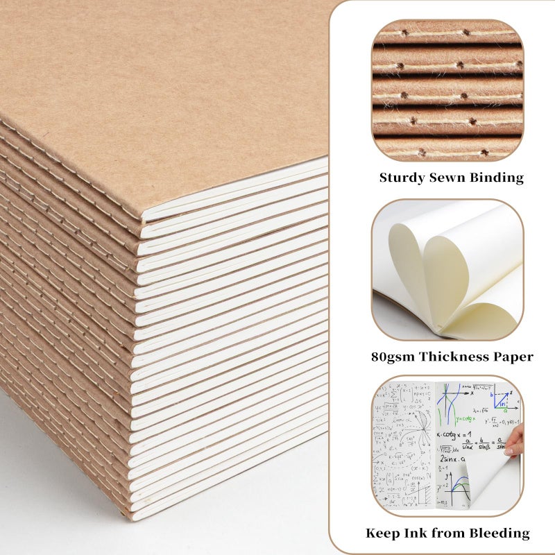Kutoda 24 Pack A5 Kraft Notebooks Bulk  Lined Paper Journaling Notebooks  8.3X5.5In 60 Pages Composition Notebook Travel Journal Set For Work  School  Students Kids  Gift  Office  Back To School Supplies - Image 4