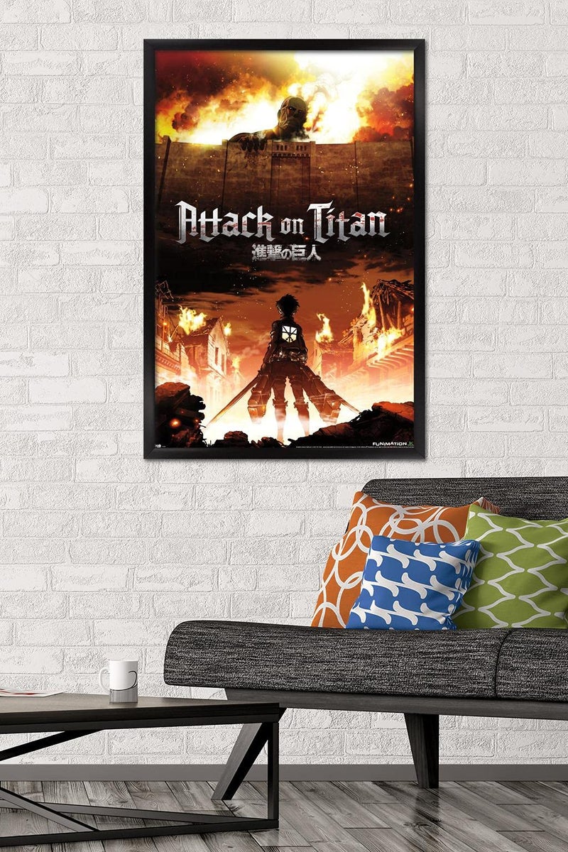 Trends International Attack on Titan - Fire Wall Poster, 22.375" x 34", Black Framed Version - Image 2