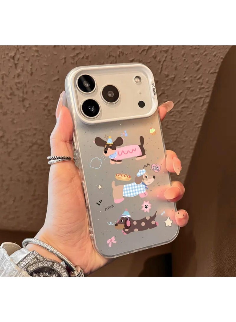 جراب هاتف أنيق وجذاب بتصميم ثلاثي الأبعاد لهاتف iPhone 17 Pro Max مع كلاب الداشهند - Image 1