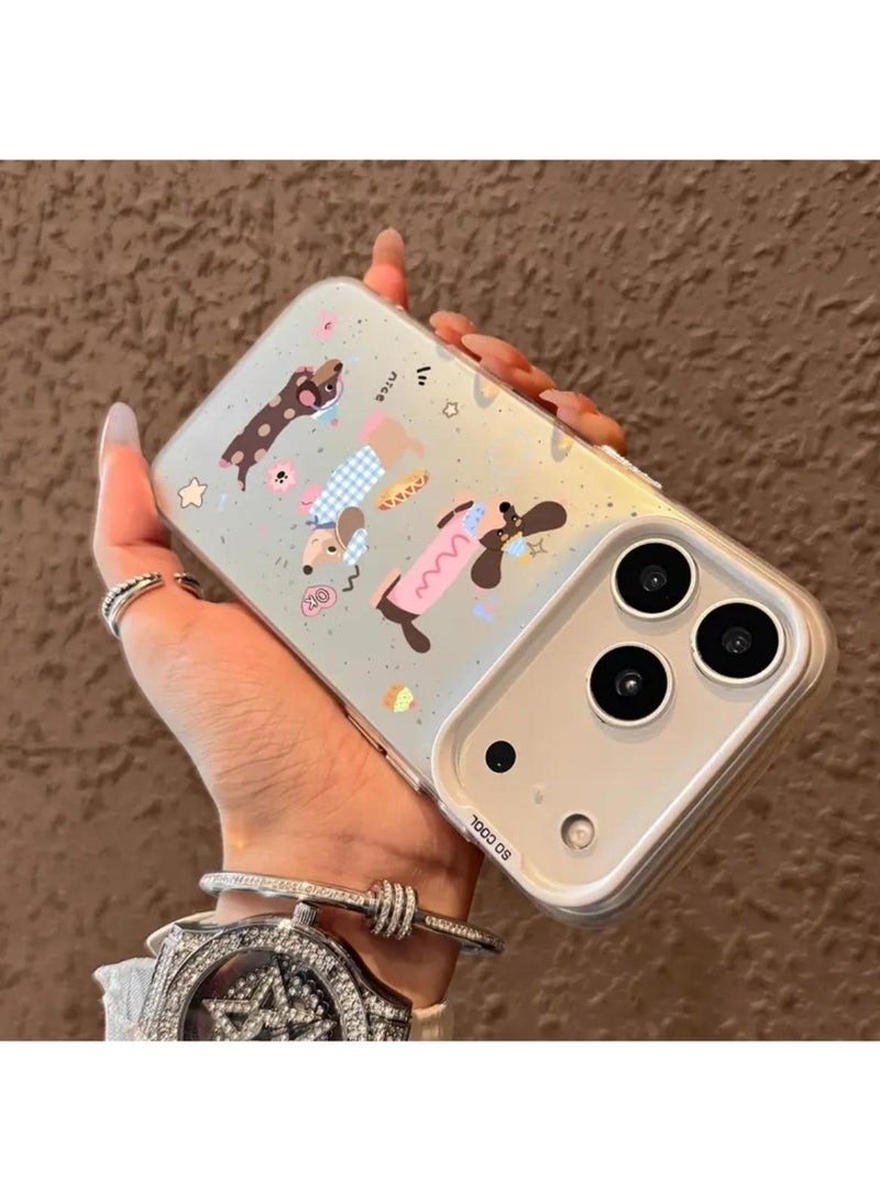 جراب هاتف أنيق وجذاب بتصميم ثلاثي الأبعاد لهاتف iPhone 17 Pro Max مع كلاب الداشهند - Image 2