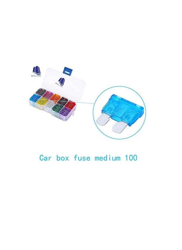 100pcs Car Fuse Assorted Medium Blade Fuse for Auto Car Truck with Storage Case (2A, 3A, 5A, 7.5A, 10A, 15A, 20A, 25A, 30A, 35A)
