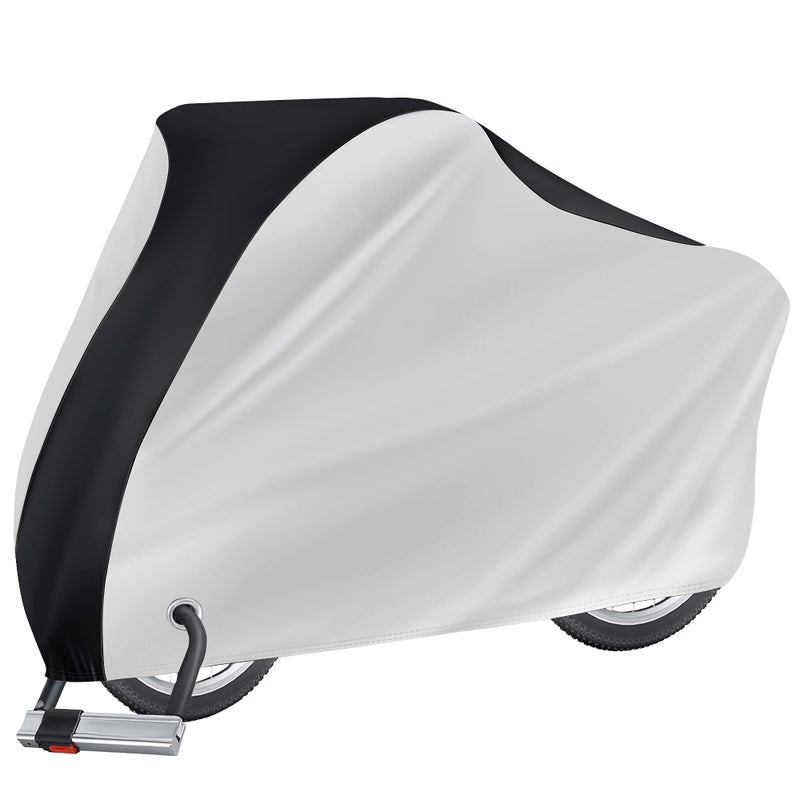 Puroma Bike Cover Outdoor Waterproof Bicycle Covers Rain Sun UV Dust Wind Proof with Lock Hole for Mountain Road Electric Bike, XL (Black&Silver) - Image 1