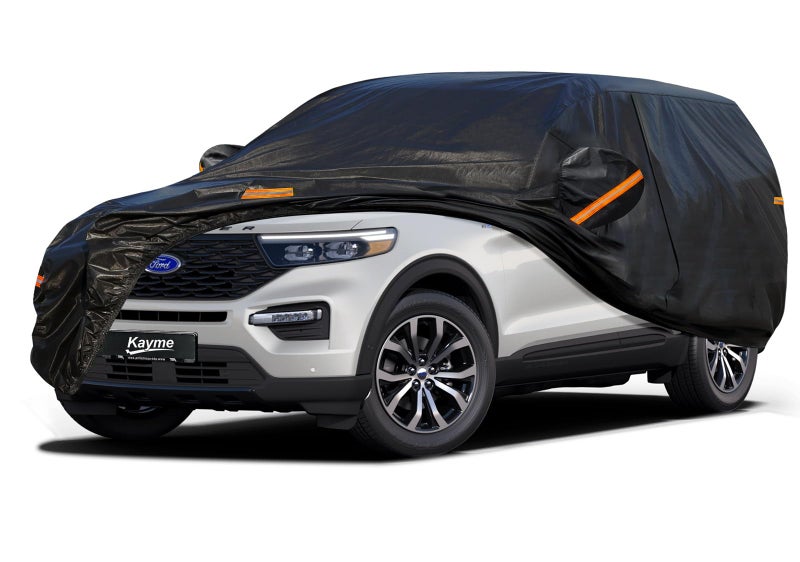 kayme 7 Layers Heavy Duty SUV Car Cover Waterproof All Weather Full Exterior Cover Fit for Ford Explorer Toyota Highlander BMW X5 Mercedes GLE etc Universal Fit for SUV Jeep 191200 inch