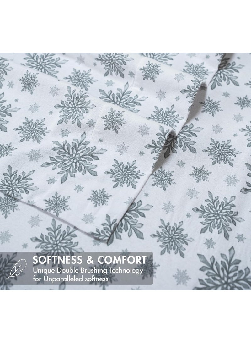 RUVANTI Flannel Sheets Queen Size - GOTS Certified 100% Organic Cotton, 4 Piece Warm, Soft & Breathable Set, Deep Pocket Snug Fit, Double Brushed Cozy All Season Bedding, Crystal Noir - Image 2