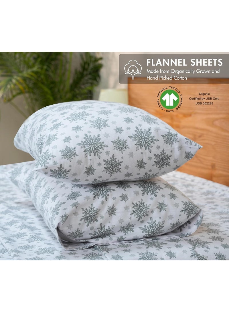 RUVANTI Flannel Sheets Queen Size - GOTS Certified 100% Organic Cotton, 4 Piece Warm, Soft & Breathable Set, Deep Pocket Snug Fit, Double Brushed Cozy All Season Bedding, Crystal Noir - Image 3