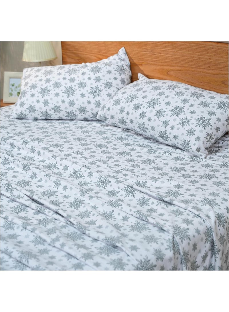 RUVANTI Flannel Sheets Queen Size - GOTS Certified 100% Organic Cotton, 4 Piece Warm, Soft & Breathable Set, Deep Pocket Snug Fit, Double Brushed Cozy All Season Bedding, Crystal Noir - Image 1