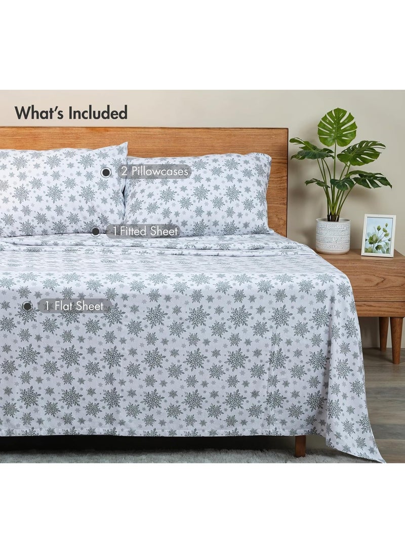 RUVANTI Flannel Sheets Queen Size - GOTS Certified 100% Organic Cotton, 4 Piece Warm, Soft & Breathable Set, Deep Pocket Snug Fit, Double Brushed Cozy All Season Bedding, Crystal Noir - Image 4