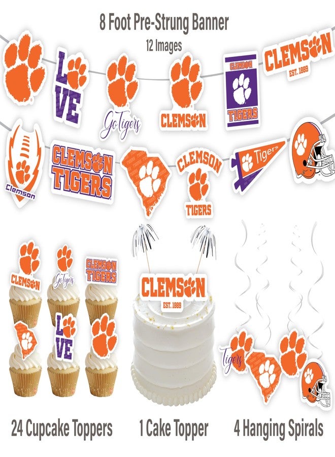 PartyKandy Clemson Party Supplies for Football, Birthday Gift, Graduation Party Banner and Cake Toppers (42 Pieces) (Clemson Tigers) - Image 3