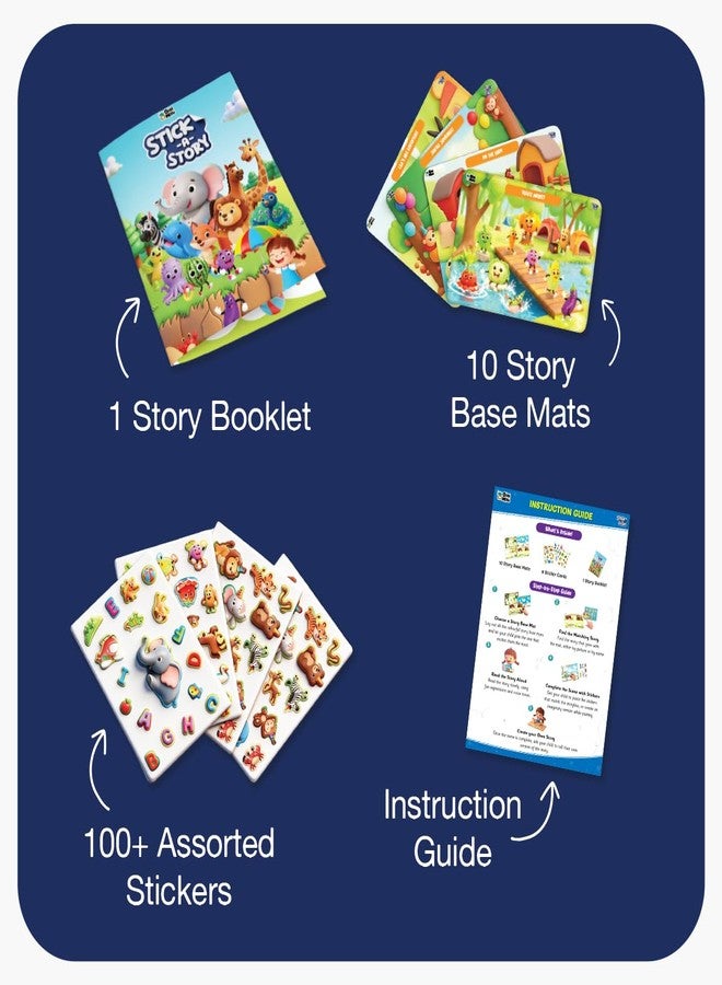 GiniMini Stick A Story- Sticker Storytelling Kit for Kids Age 2 3 4 | 100+ Easy-Peel Stickers, 10 Story Mats & Story Booklet | Creative Learning Activity | Fine Motor Skills & Imagination Toy - Image 3