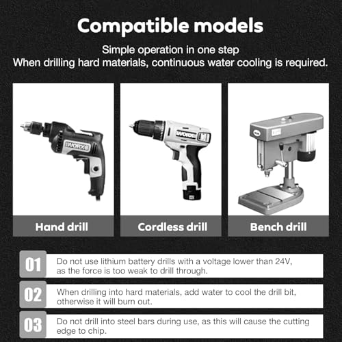 Serplex® 7Pcs Alloy Steel Carbide Drill Bits for Ceramic Tiles, Ceramic, Glass Marble Concrete 3/4/5/6/8/10/12mm High Impact 4-Edge Sawtooth Power Drill Bits Hex Shank Hole Opener Bit - Image 3