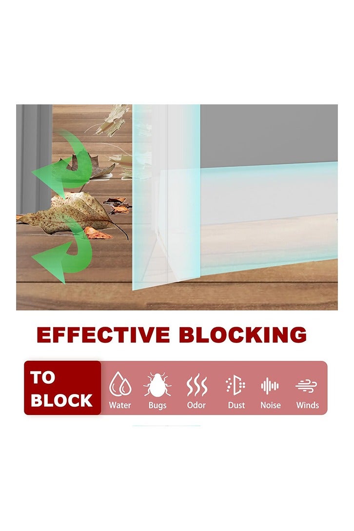 شريط مانع تسرب الهواء، لاصق ذاتي، مانع تسرب مرن لأسفل باب الدش، شريط مانع تسرب سيليكون للنوافذ الزجاجية المنزلقة والفجوات الجانبية (شفاف، عرض 2 بوصة × 10 أقدام) - Image 3