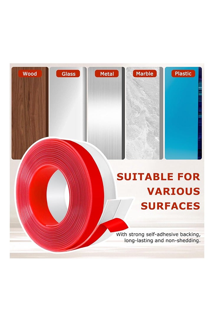 شريط مانع تسرب الهواء، لاصق ذاتي، مانع تسرب مرن لأسفل باب الدش، شريط مانع تسرب سيليكون للنوافذ الزجاجية المنزلقة والفجوات الجانبية (شفاف، عرض 2 بوصة × 10 أقدام) - Image 5