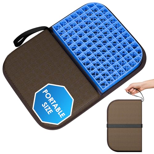 WISIMMALL Gel Seat Cushion Portable Massage Travel Cushions, 14.5" x 10.5" Thick Foldable Seat Cushion for Car Office Chair Wheelchair Hip, Coccyx, Sciatica, Pressure Sores Tailbone Pain Relief - Image 1