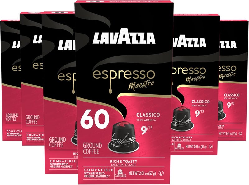 Lavazza Espresso Maestro Classico Aluminum Capsules - 60 Count, Medium Roast, 100% Arabica, Compatible with Nespresso Machines - Image 1