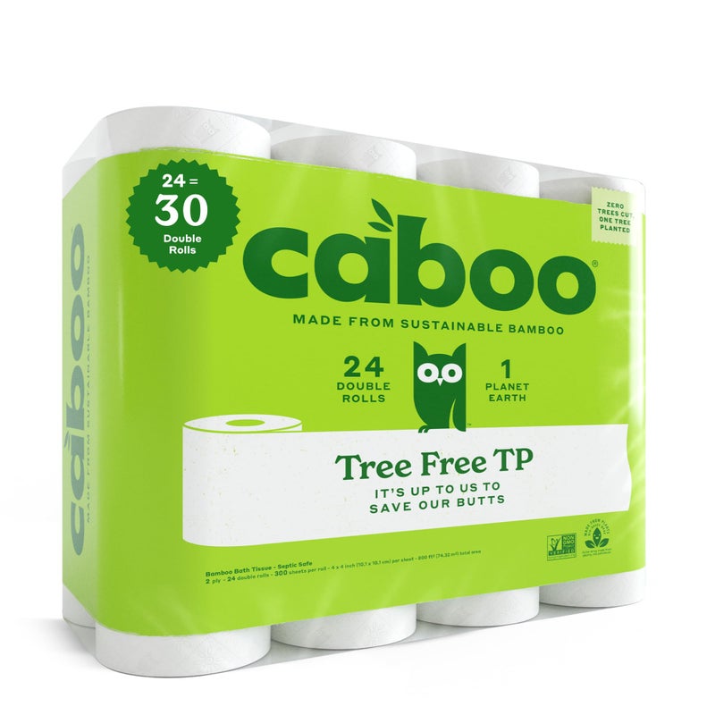 Caboo Tree Free Toilet Paper | Septic Safe, Eco Friendly, Chemical Free, Non Toxic | 2 Ply Toilet Tissue, Pack of 24 Double Rolls, 300 Sheets Per Roll - Image 1
