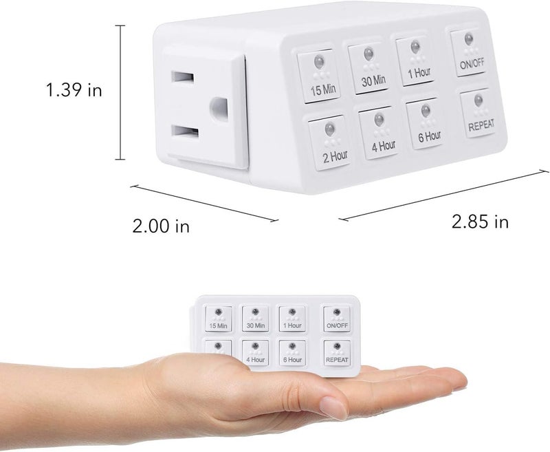 BN-LINK Indoor Countdown Timer with Repeat Function, Heavy Duty Accurate Compact Size for Charger Vacation Security, 3-Prong Grounded Outlet, 15A/1875W ½ HP ETL Listed - Image 3