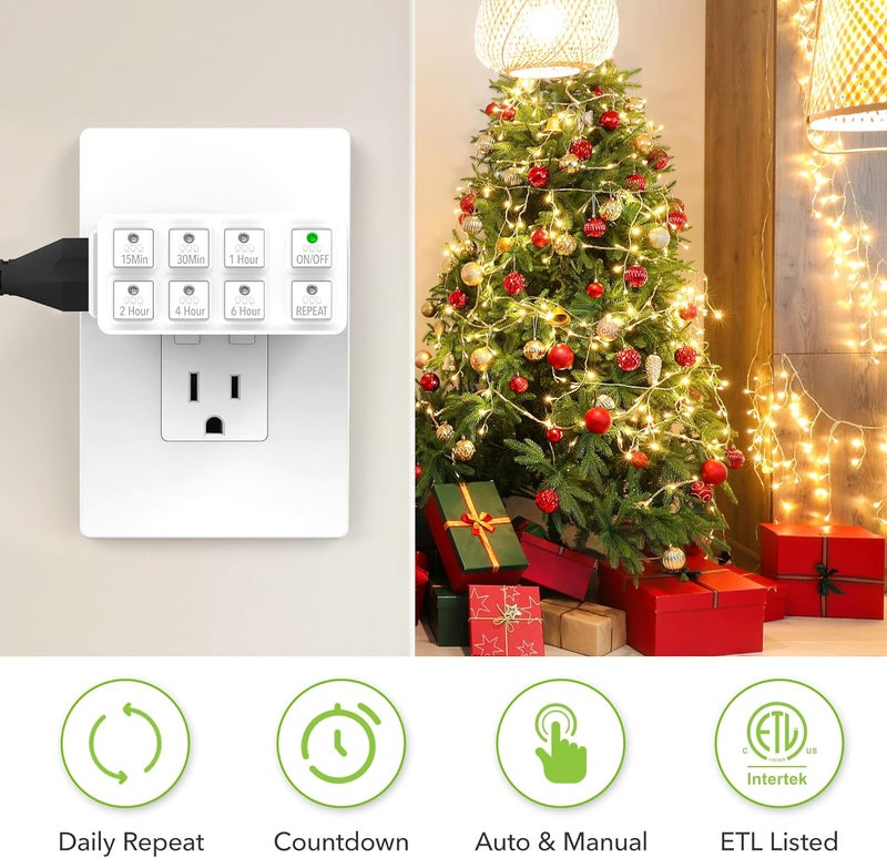 BN-LINK Indoor Countdown Timer with Repeat Function, Heavy Duty Accurate Compact Size for Charger Vacation Security, 3-Prong Grounded Outlet, 15A/1875W ½ HP ETL Listed - Image 4