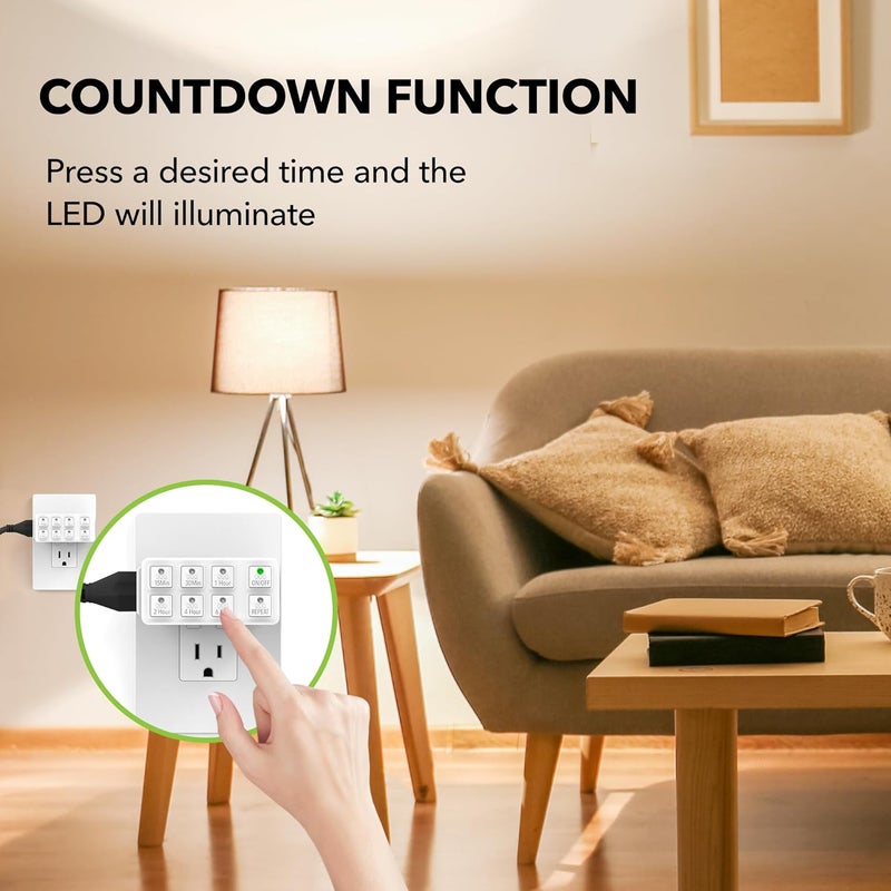 BN-LINK Indoor Countdown Timer with Repeat Function, Heavy Duty Accurate Compact Size for Charger Vacation Security, 3-Prong Grounded Outlet, 15A/1875W ½ HP ETL Listed - Image 5