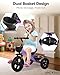 RIDYEE Toddler Tricycle for 15 to 5 Years Tricycle for Ages 24 Years ExtraWide Rear Wheelbase for Stability Trikes for Kids 13 with Dual Storage Baskets Easy to Carry Seat Purple - Image 4
