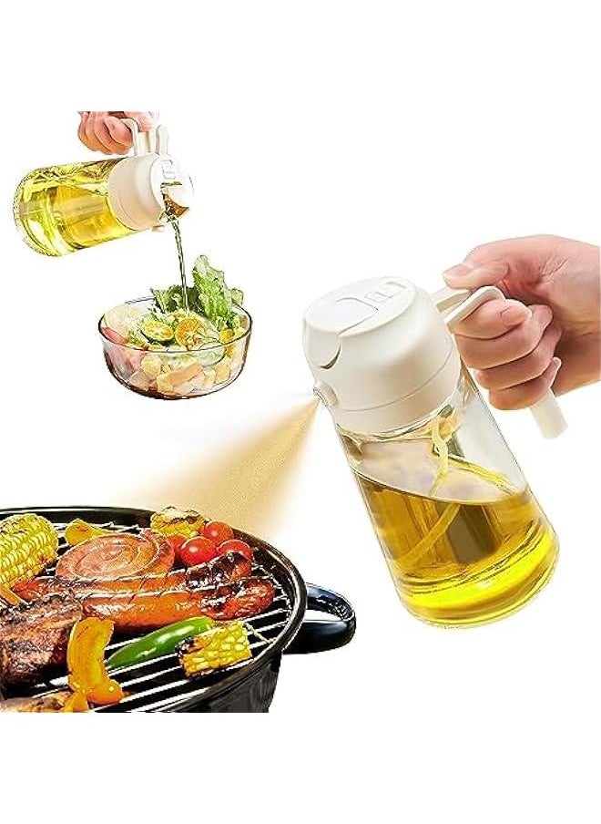 HOOKOR 17oz Oil Dispenser Bottle - 2 in 1 Olive Oil Dispenser and Oil Sprayer - 500ml Glass Oil Bottle - Oil Sprayer for Cooking, Kitchen, Salad, Barbecue,Food-grade Oil Mister (White)  - Image 1