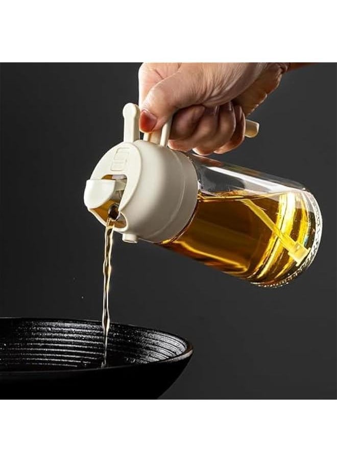 HOOKOR 17oz Oil Dispenser Bottle - 2 in 1 Olive Oil Dispenser and Oil Sprayer - 500ml Glass Oil Bottle - Oil Sprayer for Cooking, Kitchen, Salad, Barbecue,Food-grade Oil Mister (White)  - Image 3