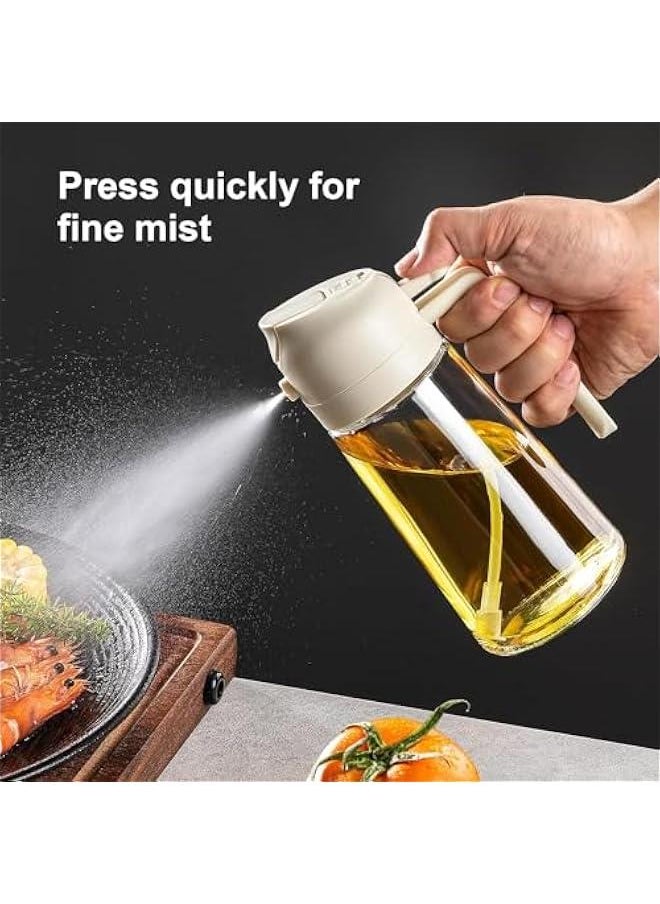 HOOKOR 17oz Oil Dispenser Bottle - 2 in 1 Olive Oil Dispenser and Oil Sprayer - 500ml Glass Oil Bottle - Oil Sprayer for Cooking, Kitchen, Salad, Barbecue,Food-grade Oil Mister (White)  - Image 4