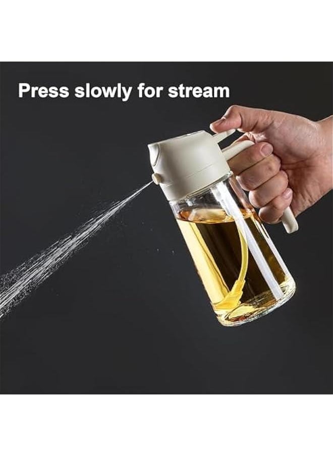 HOOKOR 17oz Oil Dispenser Bottle - 2 in 1 Olive Oil Dispenser and Oil Sprayer - 500ml Glass Oil Bottle - Oil Sprayer for Cooking, Kitchen, Salad, Barbecue,Food-grade Oil Mister (White)  - Image 5