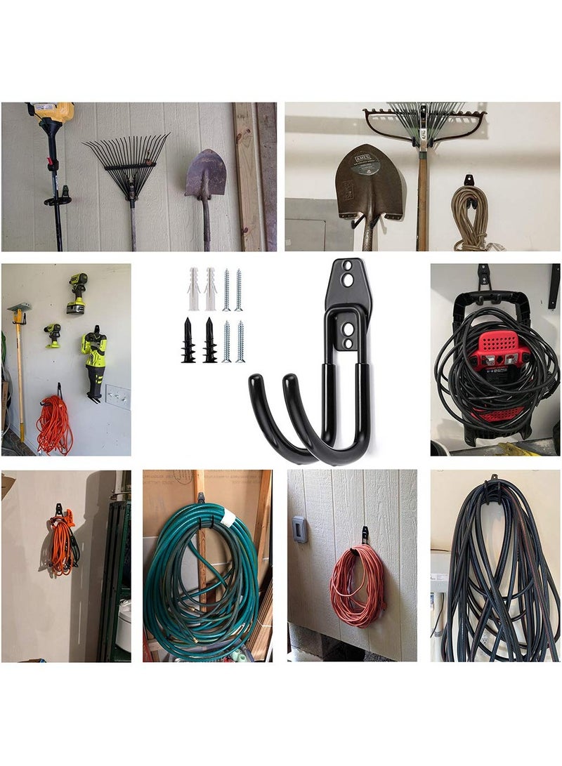 Garden Hose Holder - Heavy-Duty Wall Mount Water Hose Holder Hook Rack for Water Hose Car and Cord Hanger  Outdoor Hose Holder  Pipe Reel Holder with Screws & Expansion Bolt (Black) - Image 4