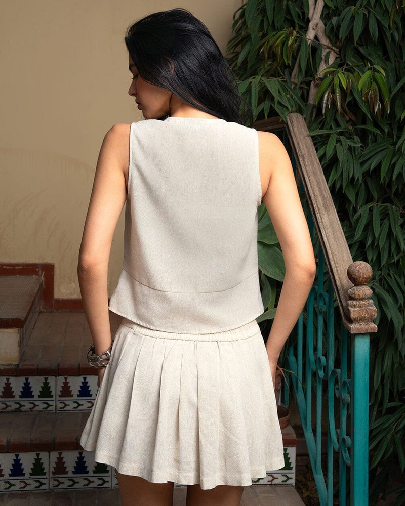 In Your Shoe Beige Linen Skirt - Image 3