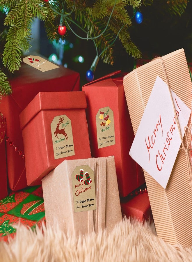 CAKOLINK Sticky Christmas Tags Stickers for Gifts Wrappings, 250PCS Kraft Christmas Stickers Labels Self Adhesive Christmas Gift Tags Sticker for Presents Boxes Bags Envelopes Decoration, 2 x 3 Inch - Image 5