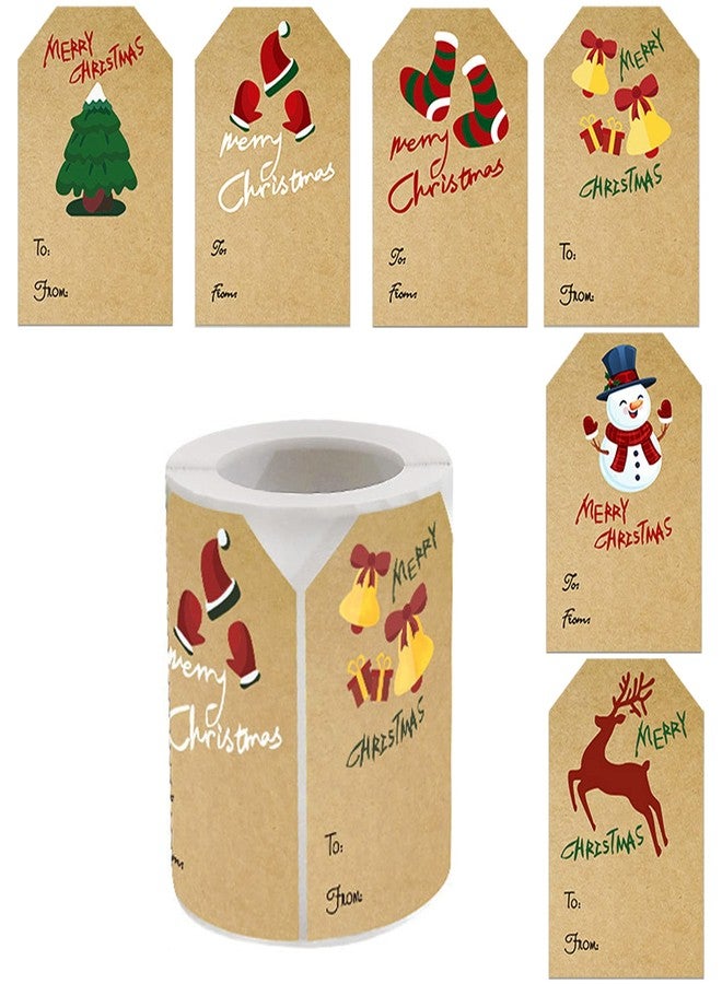 CAKOLINK Sticky Christmas Tags Stickers for Gifts Wrappings, 250PCS Kraft Christmas Stickers Labels Self Adhesive Christmas Gift Tags Sticker for Presents Boxes Bags Envelopes Decoration, 2 x 3 Inch - Image 1