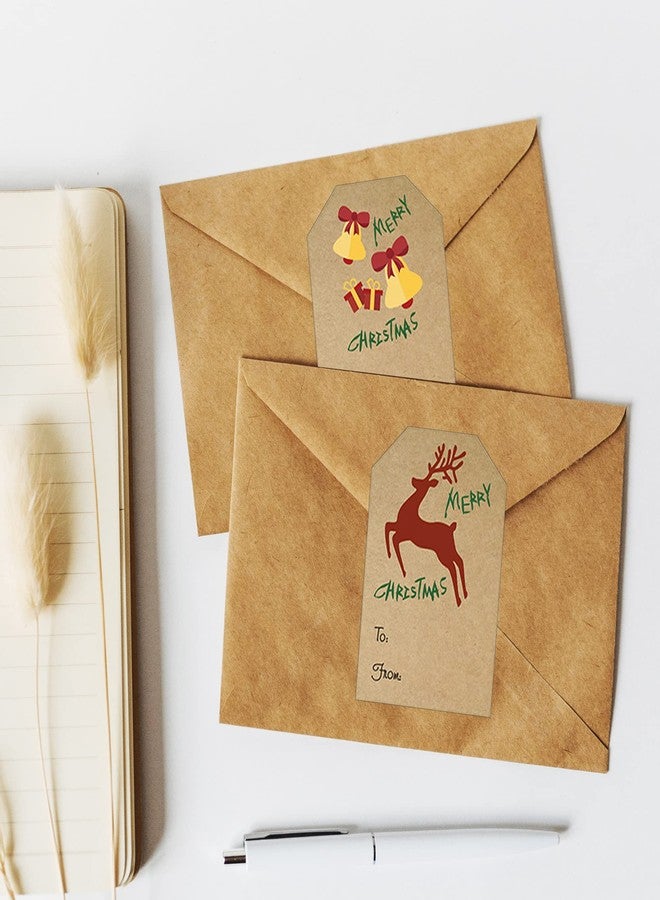 CAKOLINK Sticky Christmas Tags Stickers for Gifts Wrappings, 250PCS Kraft Christmas Stickers Labels Self Adhesive Christmas Gift Tags Sticker for Presents Boxes Bags Envelopes Decoration, 2 x 3 Inch - Image 4