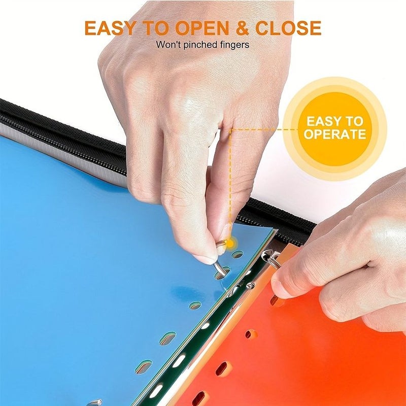 A4 Zipper Binder With 8 Insertable Plastic Dividers 3 Ring Expanding File Folder With Adjustable Handle Stamp And Die Storage Bag Scrapbook Organizer For School Project Organization Holds 300 Sheets - Image 3