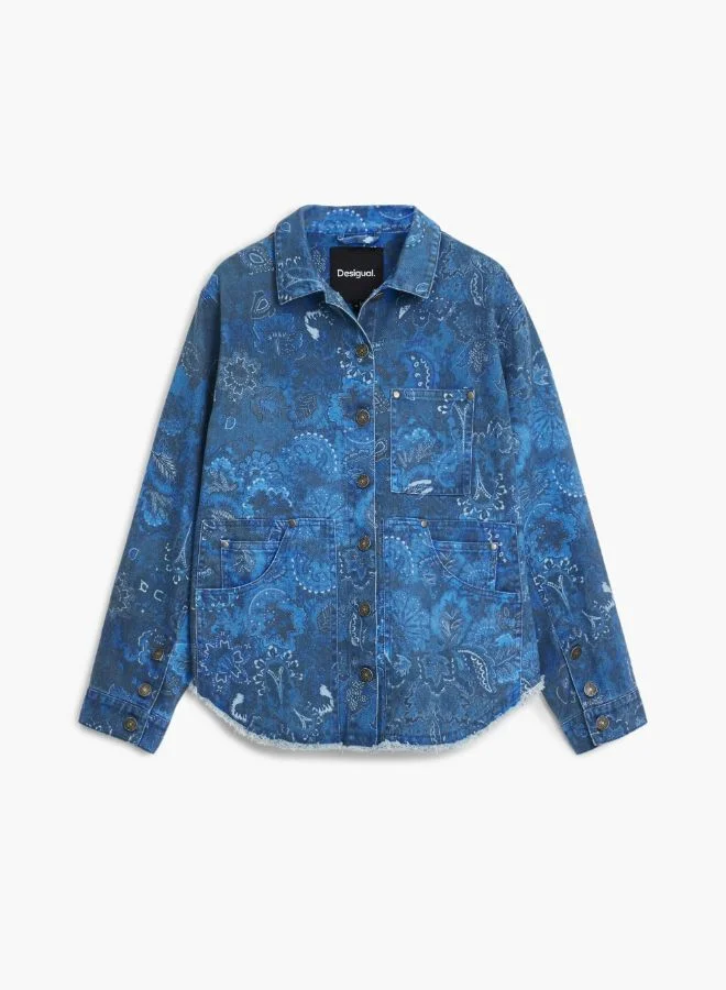 Desigual Blue Frayed paisley jacket for Women | Best Price UAE