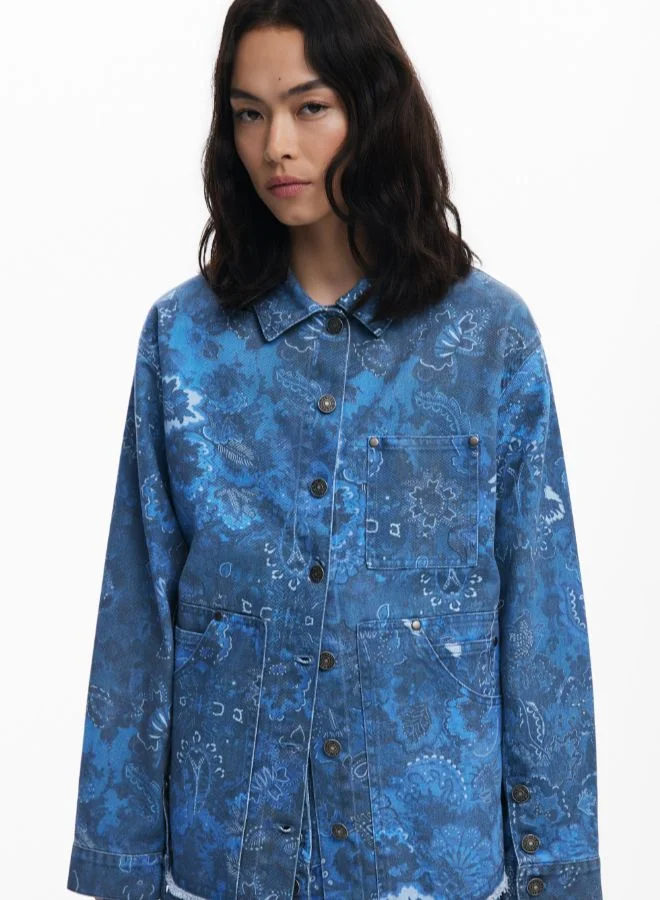 Desigual Blue Frayed paisley jacket for Women | Best Price UAE