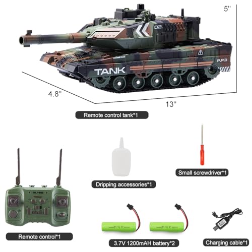 Hitish RC Tank That Shoots for Kids  24Ghz Remote Control Army Tank Toys with Auto Demo Sound Light Smoke  13 Channel Military Vehicles Model Gift for Adults Boys Age 68 912 Army Green - Image 5