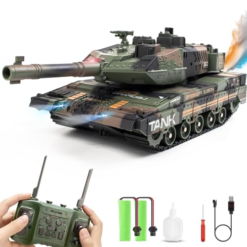 Hitish RC Tank That Shoots for Kids  24Ghz Remote Control Army Tank Toys with Auto Demo Sound Light Smoke  13 Channel Military Vehicles Model Gift for Adults Boys Age 68 912 Army Green - Image 1
