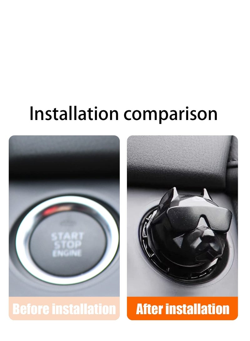 SYOSI Bully Dog Car One Key Start Button Cover, Car Ignition Button Cover, Car Engine Push to Start Accessories, Cool Interior Car Decor Stickers, Suitable for Car SUV Truck (Black) - Image 4