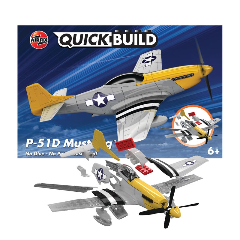 Airfix Quickbuild P51D Mustang Airplane Brick Building Plastic Model Kit J6016 - Image 2