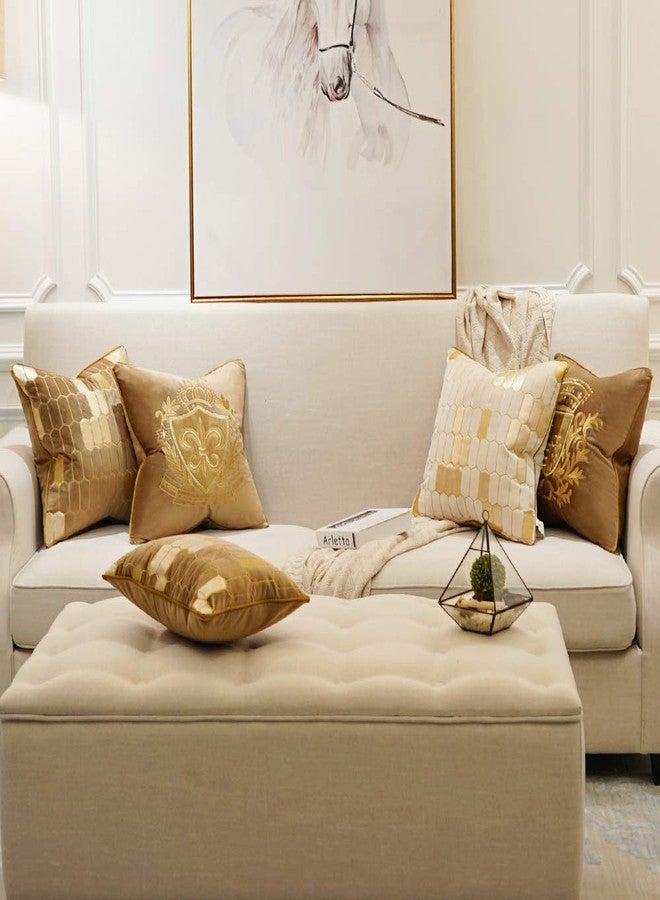 Avigers 18 x 18 Inch Embroidery Velvet Cushion Cover Shield Luxury European Pillow Case Pillowcase Home Decorative for Sofa Chair Bedroom Throw Pillow, Brown - Image 5