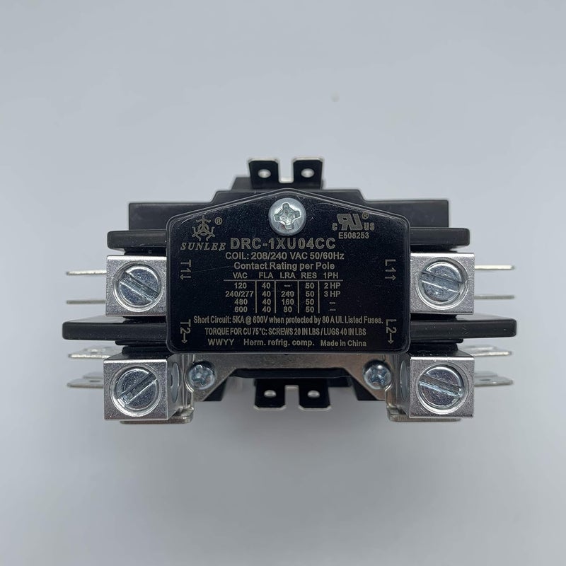 Sunlee 1 Pole 40 Amp 208/240Vac Coil UL Recognize and A2L Compliant Definite Purpose Contactor Heavy Duty HVAC Replacement for 30A & 40A AC Units, Condensers, Heat Pumps - Image 4