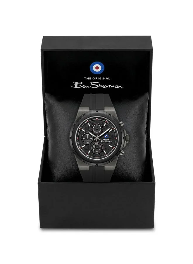 Ben Sherman black Manchester  Black Dial Black Silicone Strap Chronograph Watch for Men, 43mm for Men | Best Price UAE