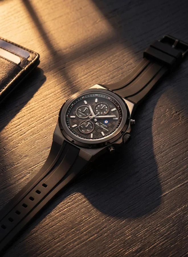 Ben Sherman black Manchester  Black Dial Black Silicone Strap Chronograph Watch for Men, 43mm for Men | Best Price UAE