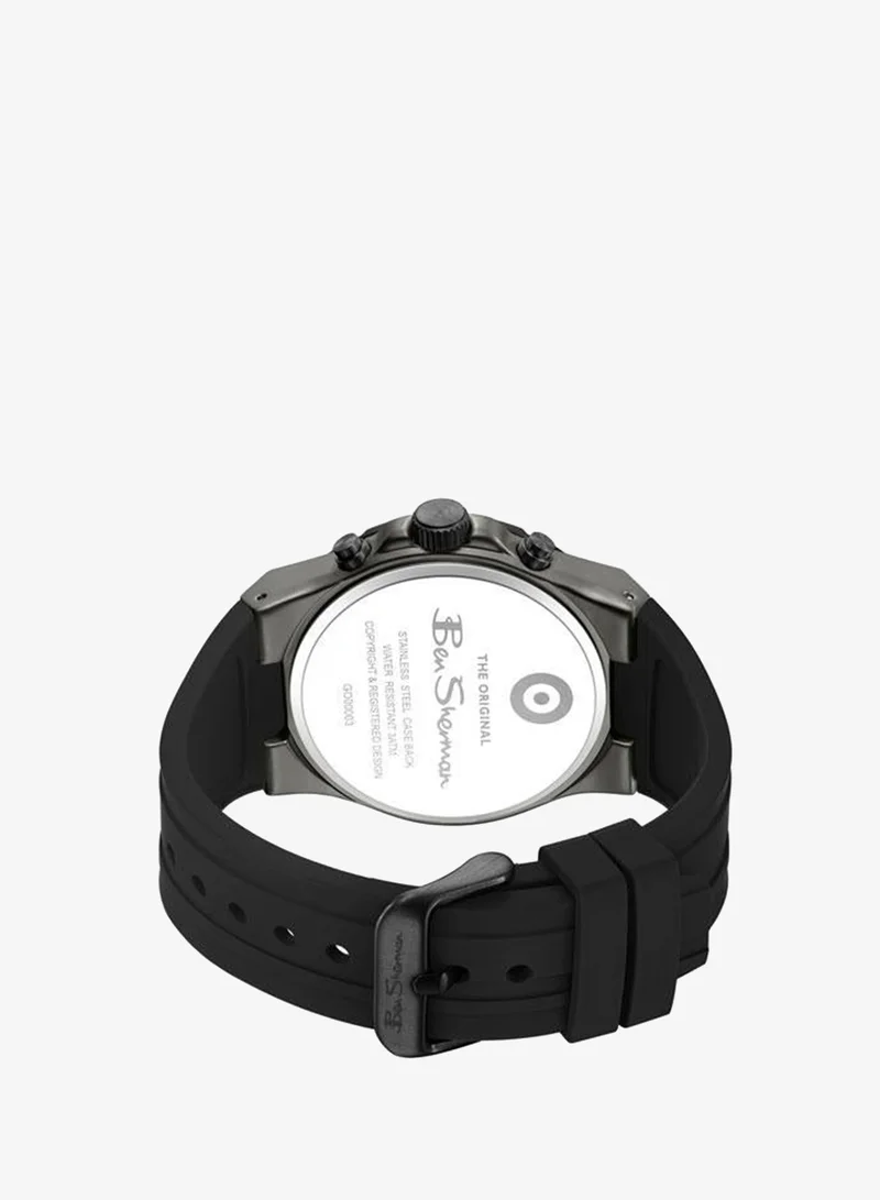 Ben Sherman black Manchester  Black Dial Black Silicone Strap Chronograph Watch for Men, 43mm for Men | Best Price UAE