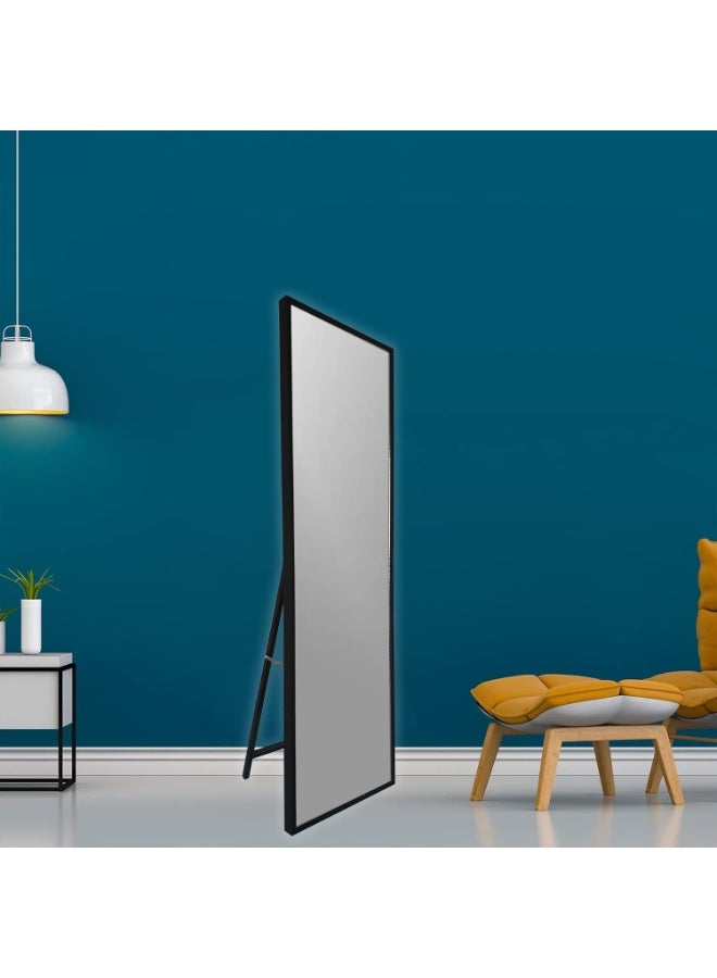Full Length Floor Mirror 153 x 53 cm, Standing & Leaning Dressing Mirror, Large Rectangle Bedroom Mirror with Durable Aluminum Frame, Modern Black Finish, Home Décor Mirror - Image 3