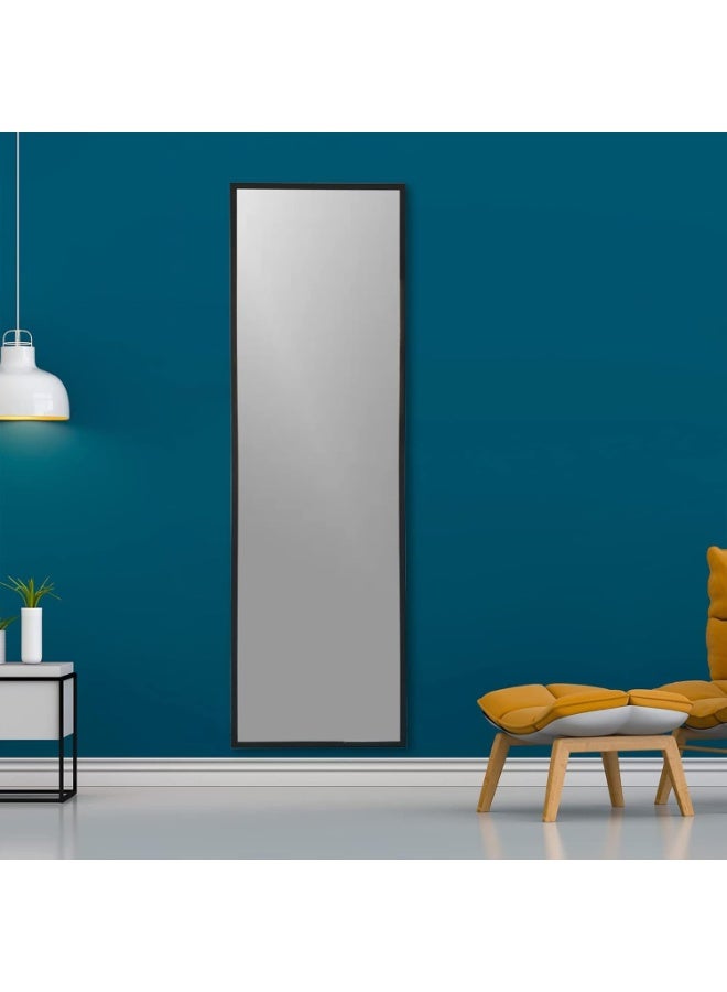 Full Length Floor Mirror 153 x 53 cm, Standing & Leaning Dressing Mirror, Large Rectangle Bedroom Mirror with Durable Aluminum Frame, Modern Black Finish, Home Décor Mirror - Image 1