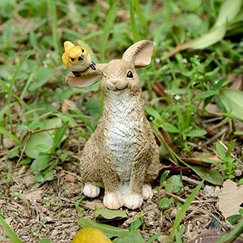 Top Collection Miniature Fairy Garden and Terrarium Rabbit Playing with Bird Statue - Image 3