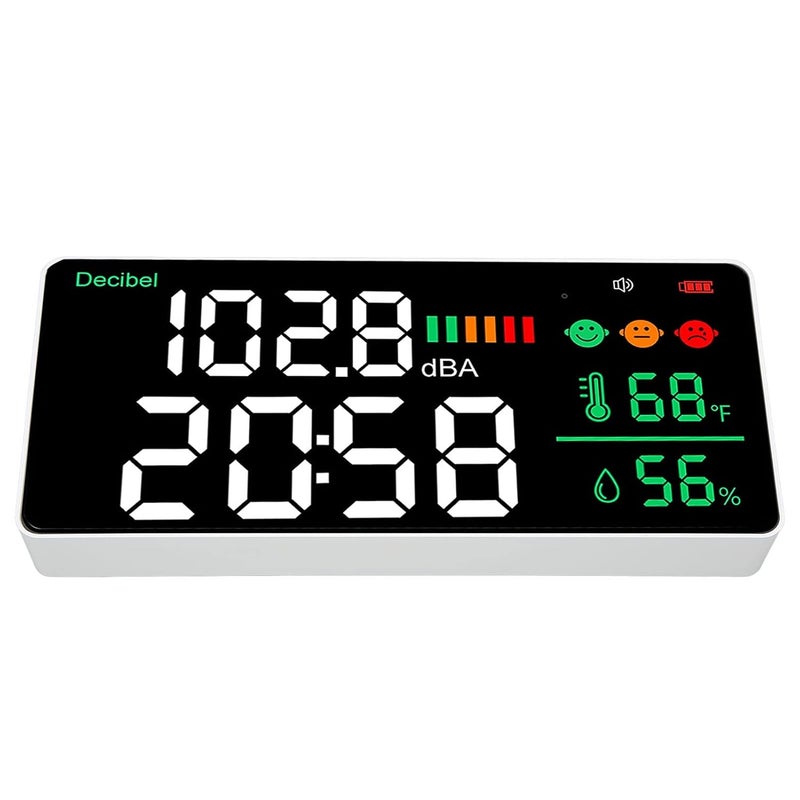 Wall Mounted Sound Level Meter 30 130dB LED Display Noise Temperature Humidity Reader 11 Inch - Image 4