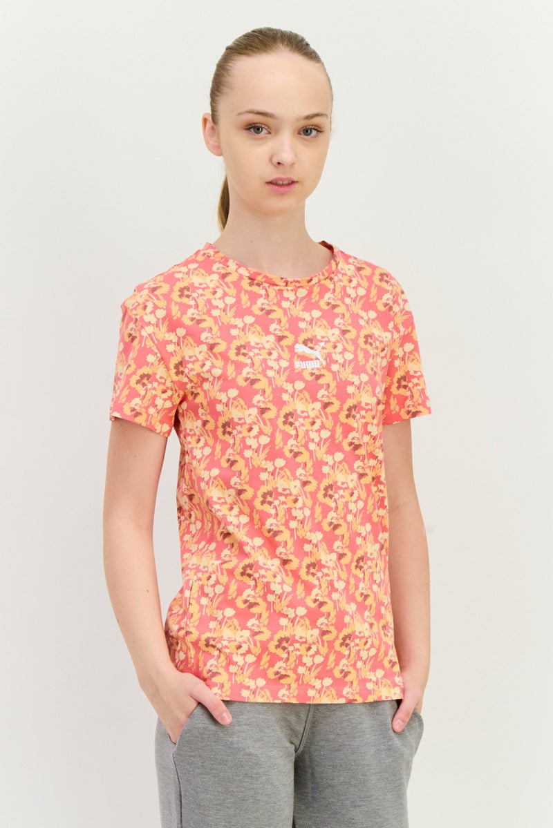 PUMA Women Relaxed Fit Brand Logo Short Sleeves Outdoor Top, Multicolor  - Image 1