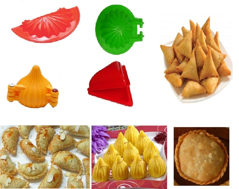Kriya kriya 4 pcs Plastic Dough Press for Gujiya SamosaLaddu and kachori Kitchen Tool Multi Color  - Image 1